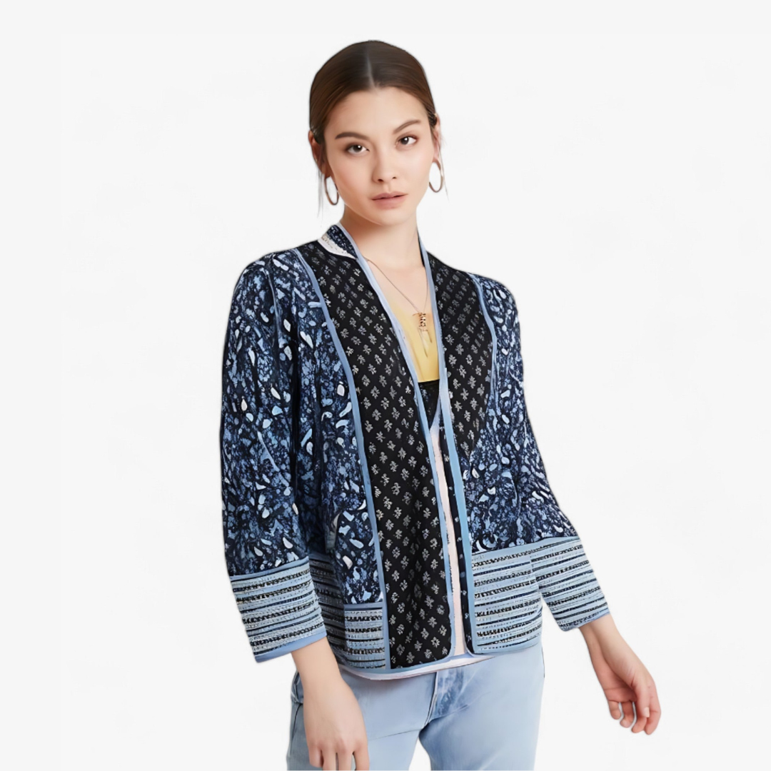 Women's Quilted Casual Jacket with Stand Collar and Pockets