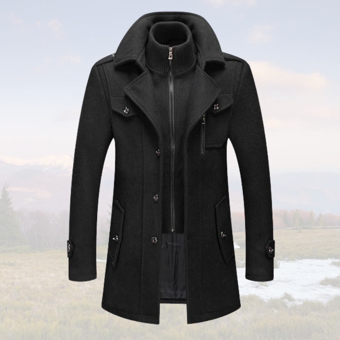 Dominik - Men's Double Collar Winter Coat | Stylish Wool Blend, Warm & Functional Outerwear