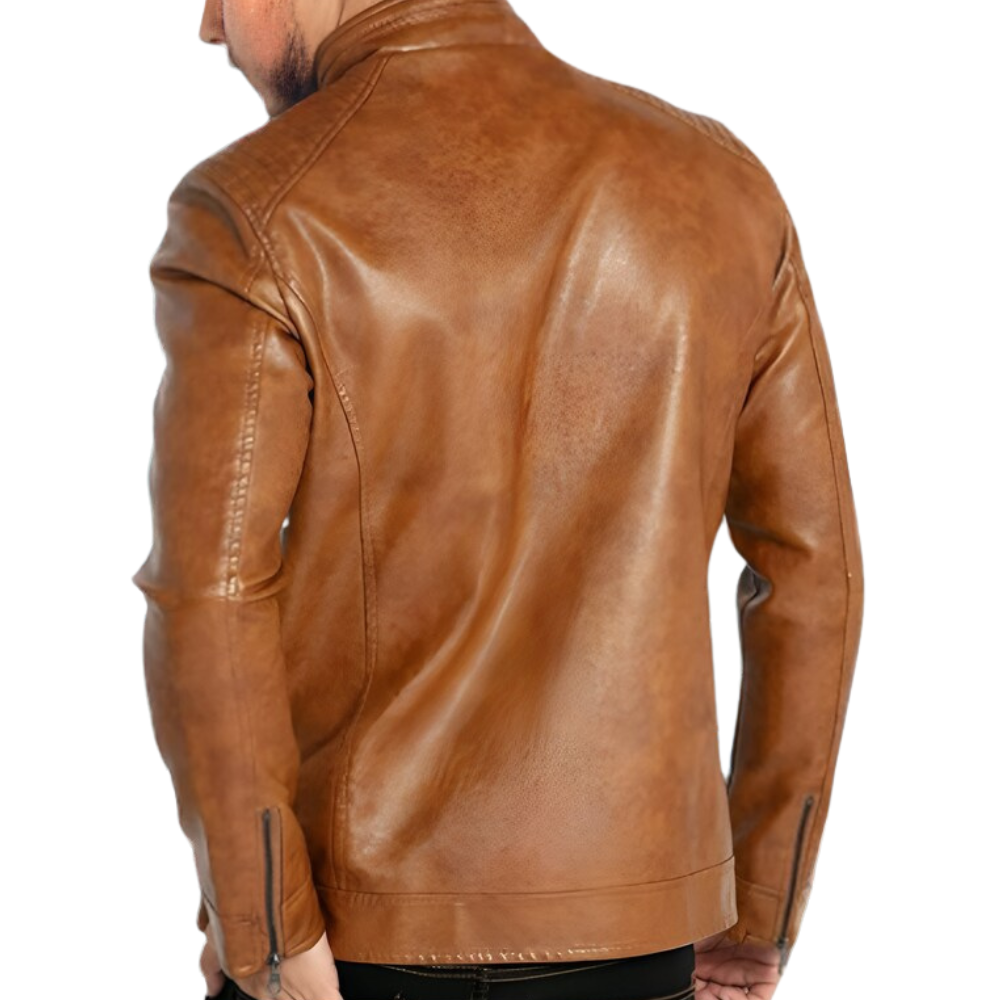 Men's leather jacket stand collar punk leisure casual wear