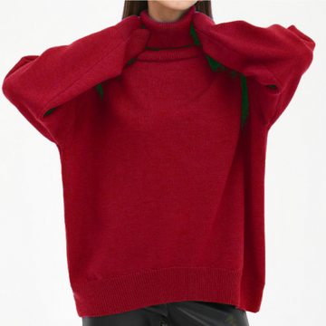 Women's high-low oversized turtleneck sweater