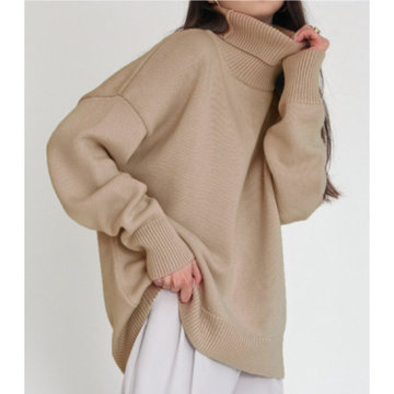 Women's high-low oversized turtleneck sweater