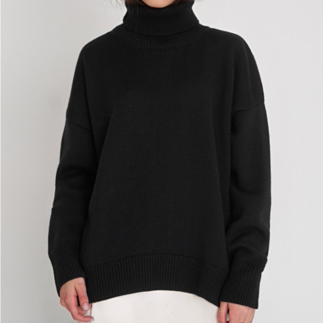 Women's high-low oversized turtleneck sweater