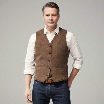 Classic Herringbone Vest - Sharp British Style for Weddings & Work