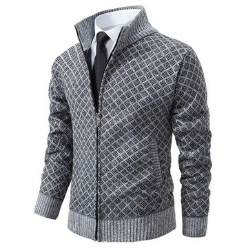 Men's knitted zip-up cardigan for smart casual style