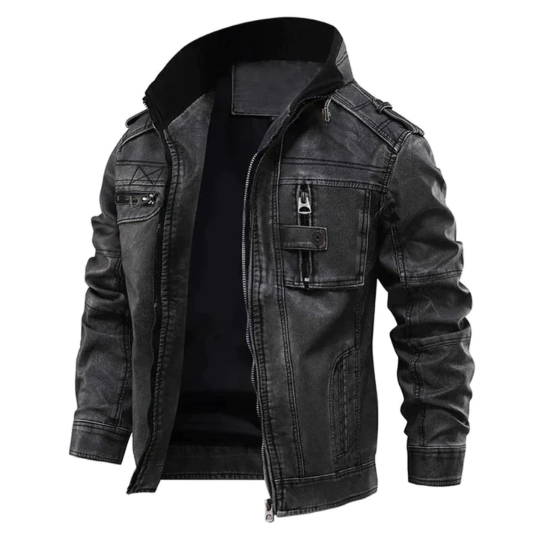 Jayce - stylish stand collar leather jacket