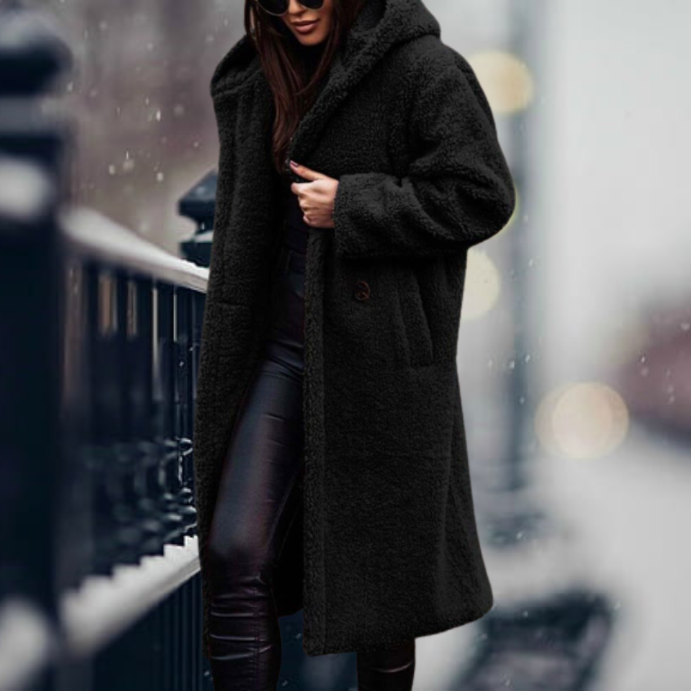 Women's cozy long teddy coat