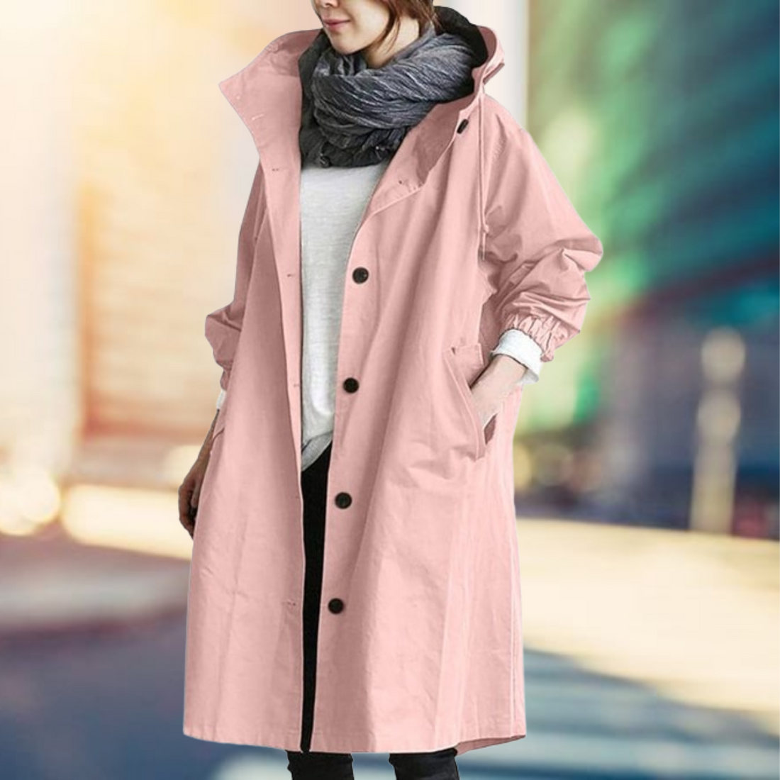 Women's oversized hooded trench coat