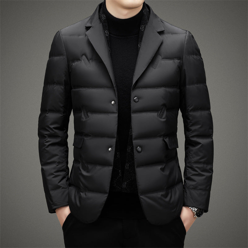 Men's thickened winter blazer - formal casual autumn wear