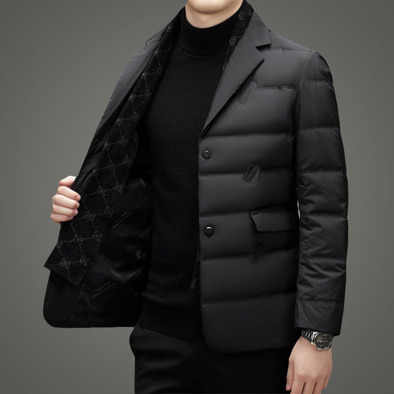 Men's thickened winter blazer - formal casual autumn wear