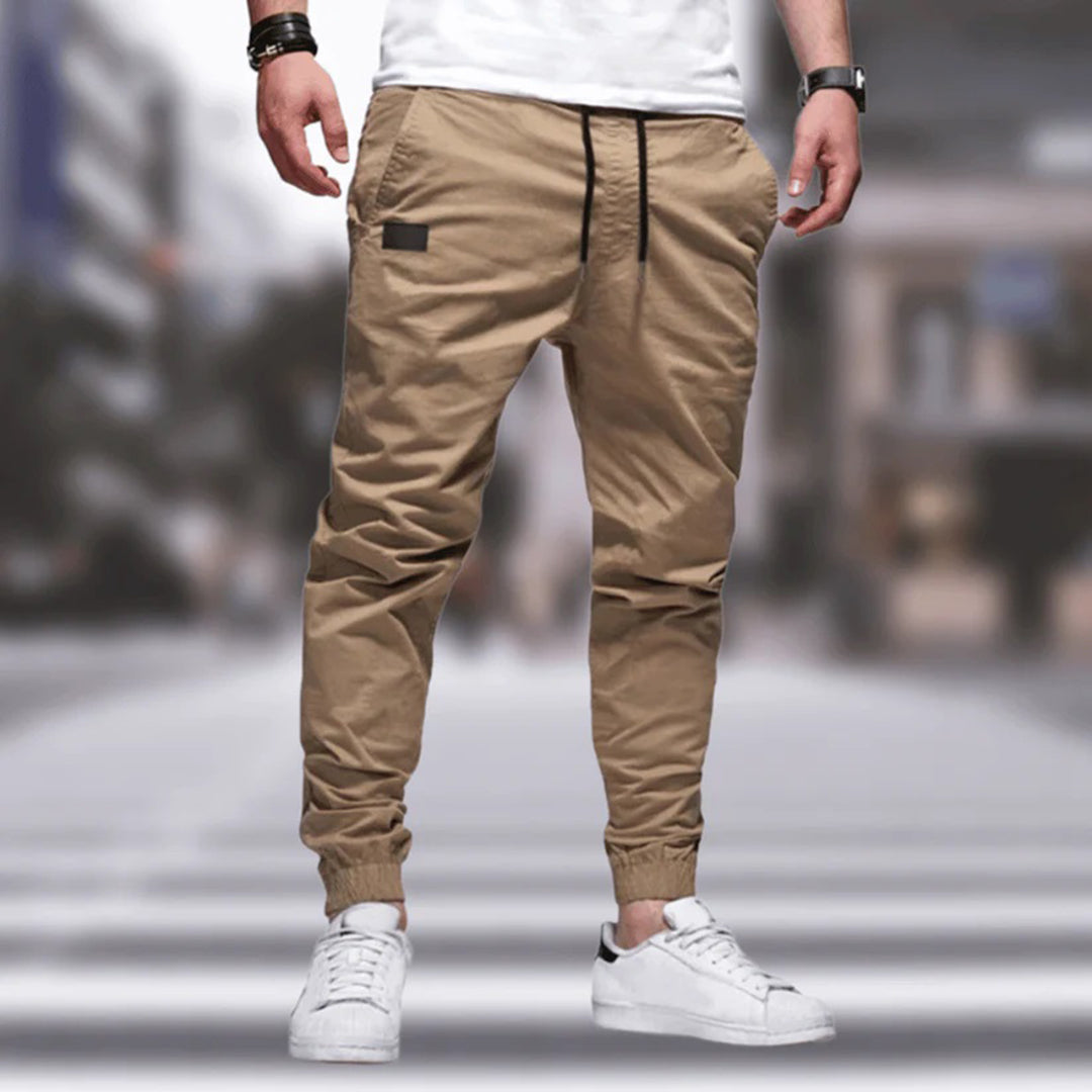 Men’s Cargo Pants – Relaxed Fit – Tapered Leg – Cotton Blend – Drawstring Waist – Ribbed Cuffs