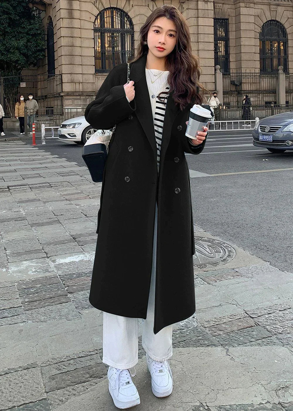 Women's classic long trench coat for timeless elegance