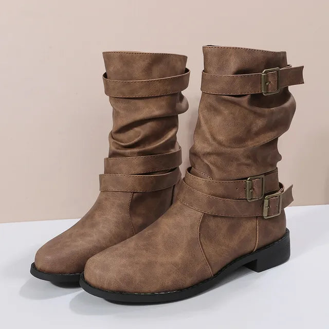 Stylish women's casual Martin boots with round toe design