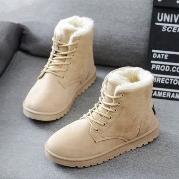 Women's fur lace-up winter boots