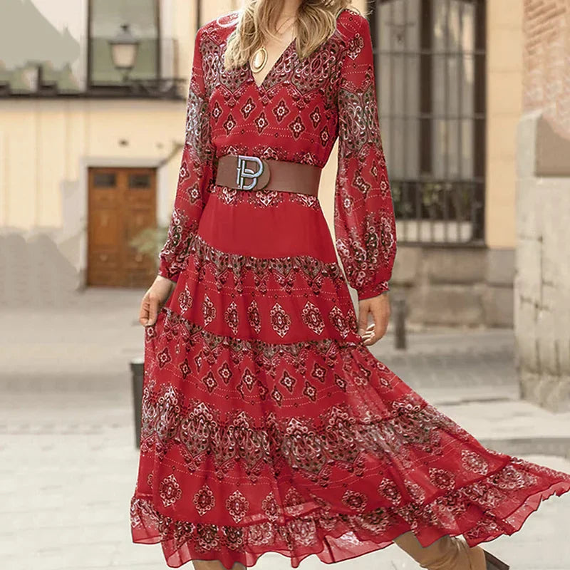 Bohemian Tiered Maxi Dress with Intricate Print – Effortless Summer Wanderlust