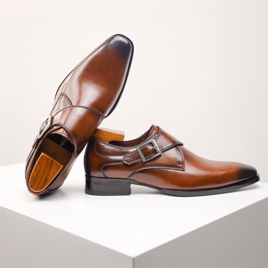 Men's monk strap leather dress shoes