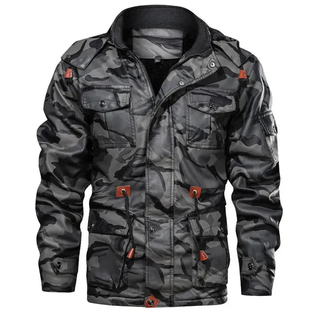 Men's camo utility jacket for outdoor adventures