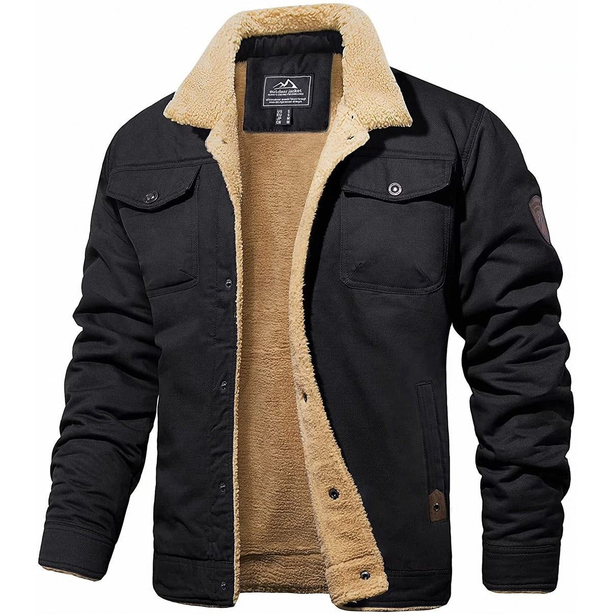 Retro windproof jacket for men with lapel collar