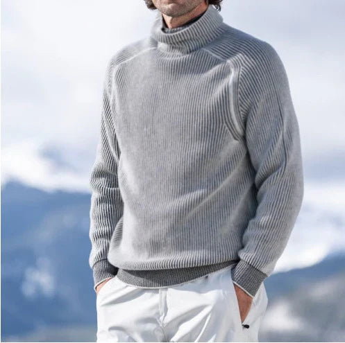 Thick ribbed sweater for men