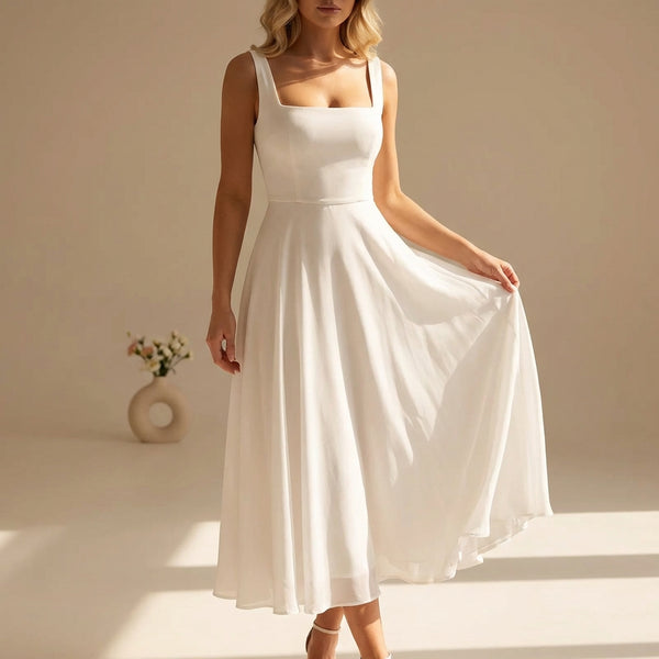 Square Neck Midi Sundress - Timeless Summer Elegance