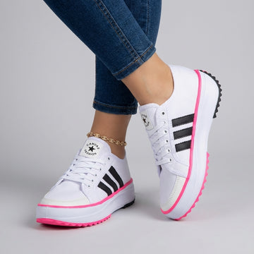 Harper | Cotton Platform Sneakers with Bold Stripes