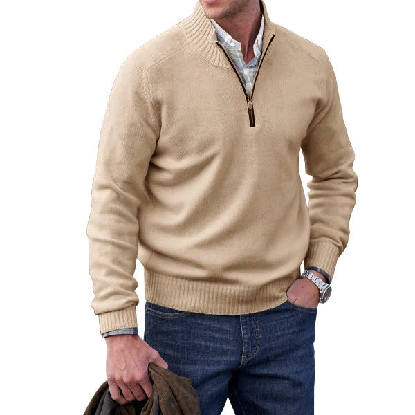 Casual stand-up collar half zipper pullover men's sweater