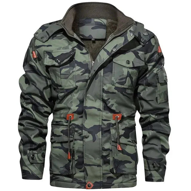 Men's camo utility jacket for outdoor adventures