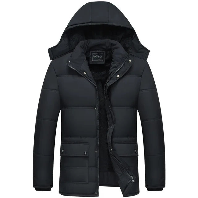 Men's hooded winter puffer jacket for warmth and style