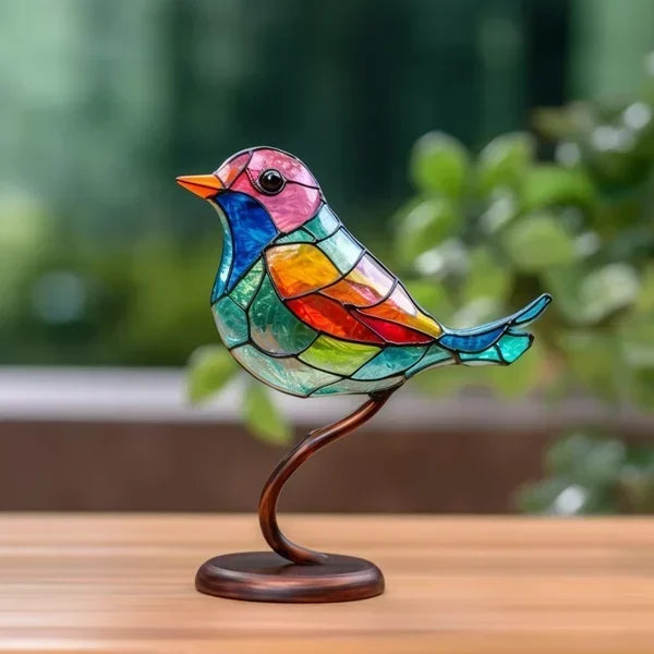 Stained Glass Mosaic Bird Figurine