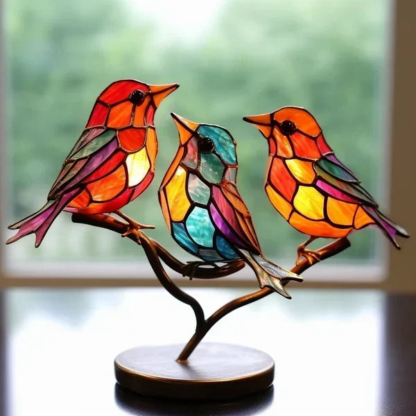Stained Glass Mosaic Bird Figurine