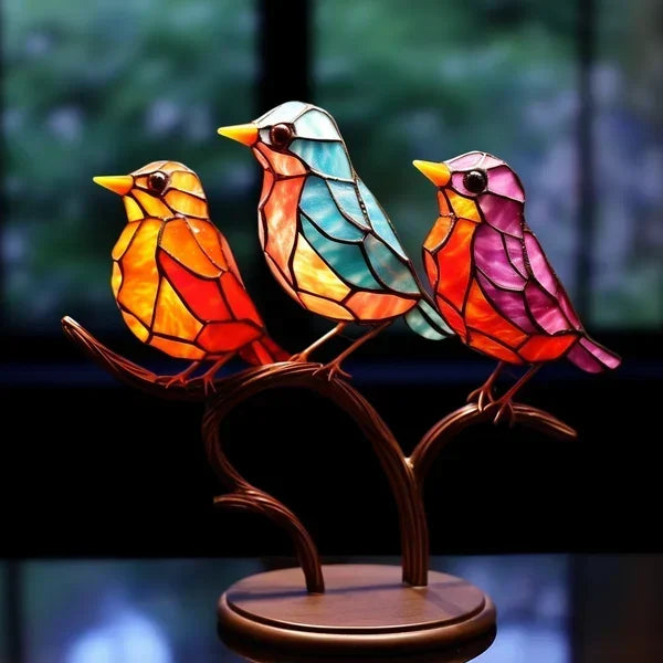 Stained Glass Mosaic Bird Figurine