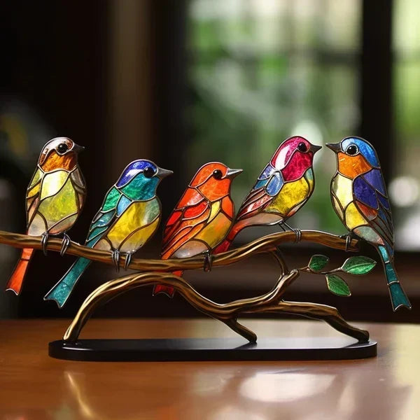 Stained Glass Mosaic Bird Figurine