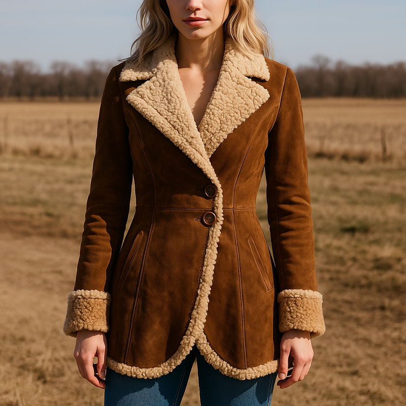 Sienna Tailored Fitted Coat | Button Front Faux Shearling Trim Coat