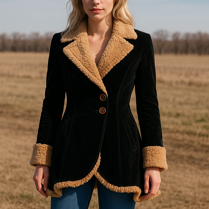 Sienna Tailored Fitted Coat | Button Front Faux Shearling Trim Coat