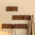 Walnut Wood Angled Hooks Wall Coat Rack