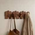 Walnut Wood Angled Hooks Wall Coat Rack