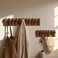 Walnut Wood Angled Hooks Wall Coat Rack