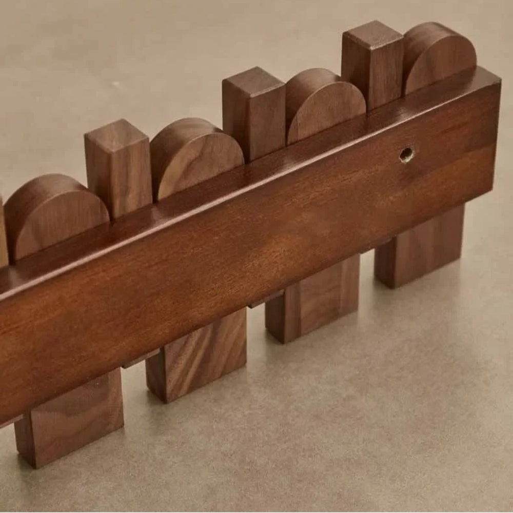 Walnut Wood Angled Hooks Wall Coat Rack