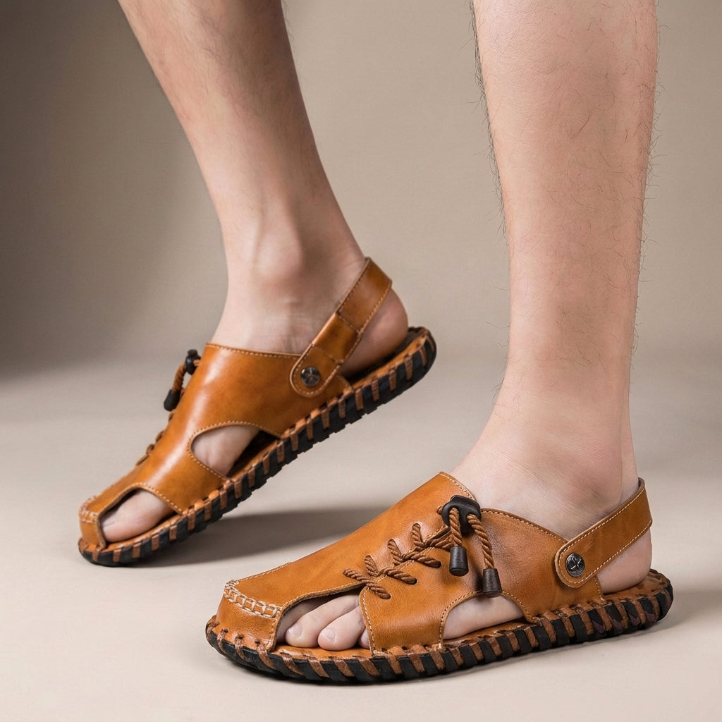 Men’s Open-Toe Sandals with Elastic Slingback and Textured Sole