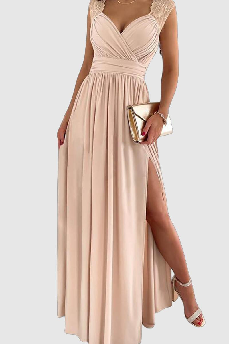 Ellie - long pleated dress with slit