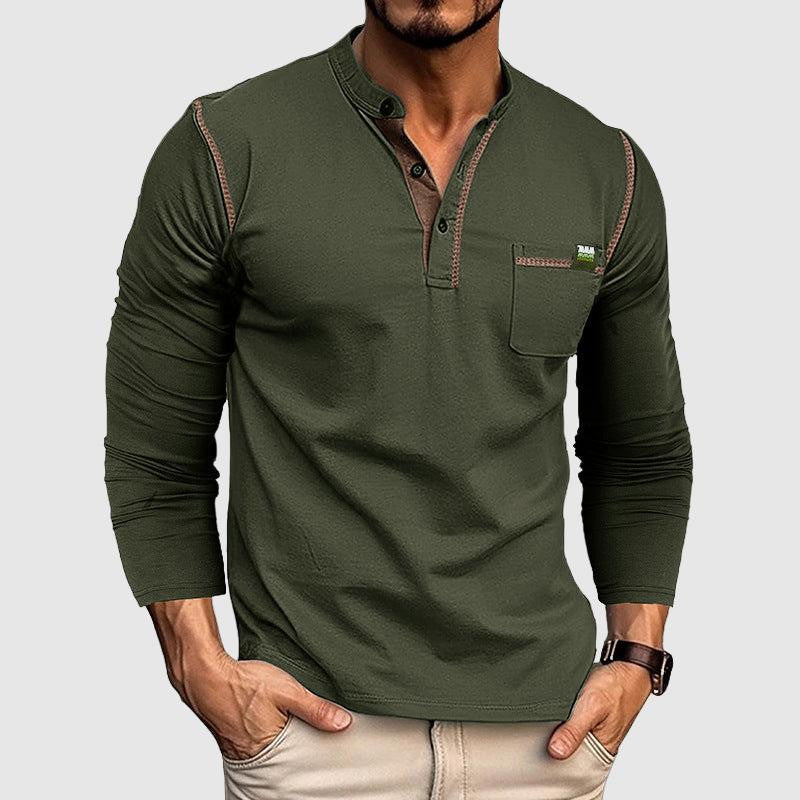 Men's stand-up collar long sleeve shirt