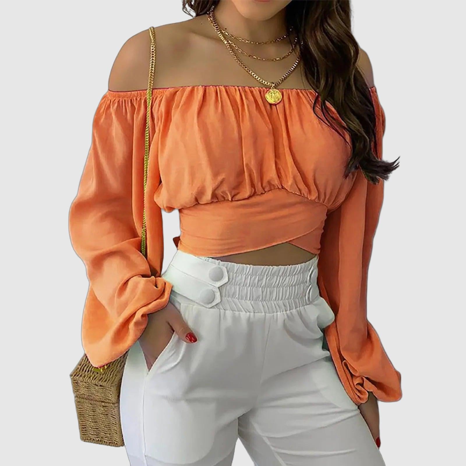 Women's  off-shoulder long sleeve top