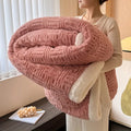 Plush Fleece Sherpa-Trim Throw Blanket