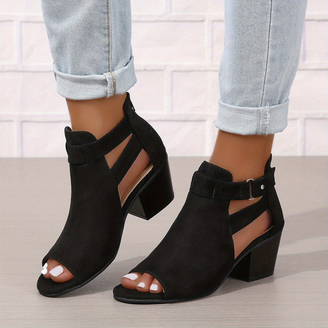 Modern Peep-Toe Block Heel Booties – Urban Summer Chic