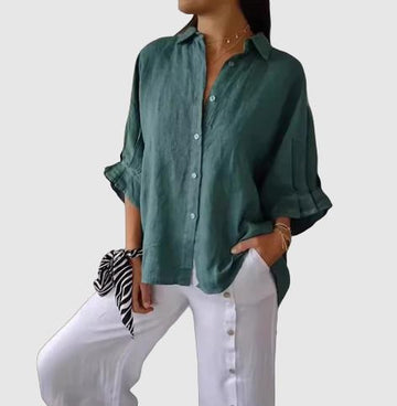 Women's relaxed linen button-up shirt