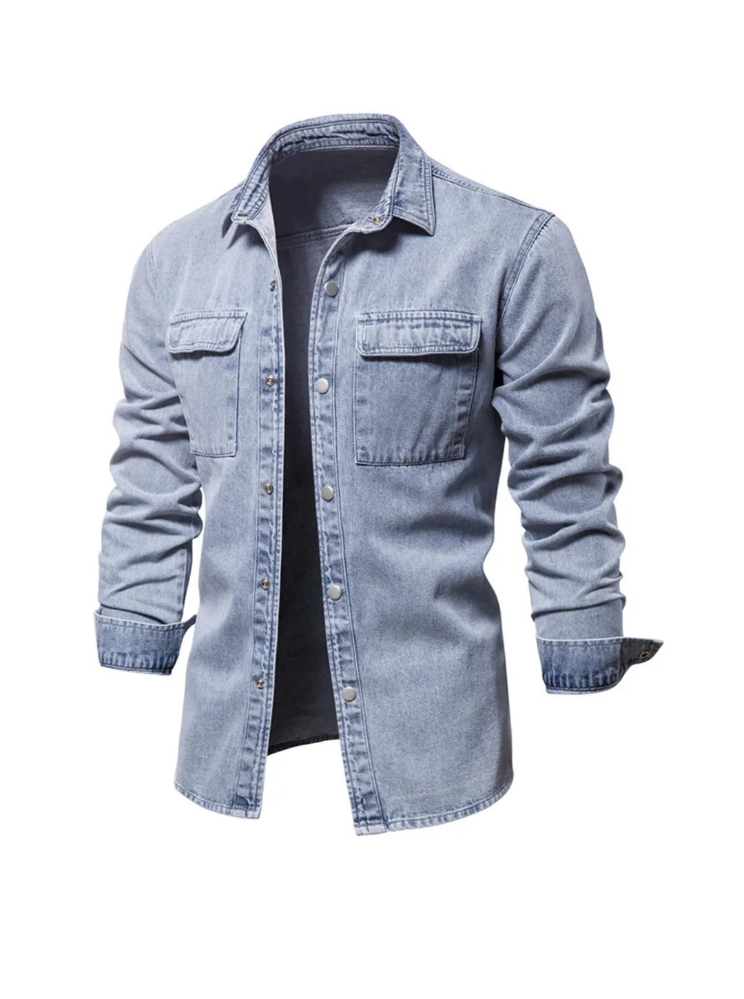 Men’s Denim Shirt - Regular Fit - Button-Down - Long Sleeve - Chest Pocket