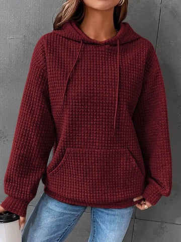 Women's cozy waffle-knit hoodie for relaxed comfort