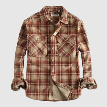 Men's long sleeve rustic plaid shirt