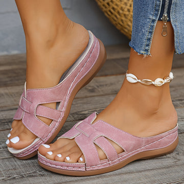 Wedge sandals with crisscross slip on design for women
