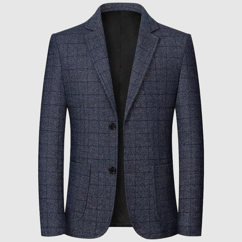 Men’s Blazer - Checkered Pattern - Tailored Fit - Single-Breasted Two-Button