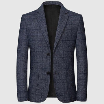 Men’s Blazer - Checkered Pattern - Tailored Fit - Single-Breasted Two-Button